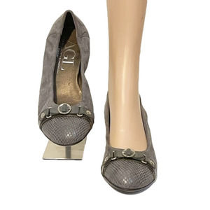 AGL Grey Slip On Low Wedge